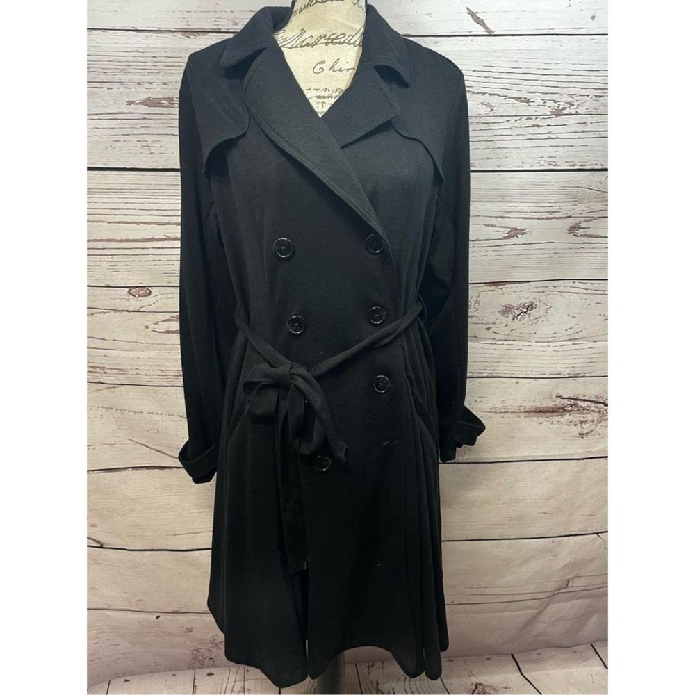 Torrid size 0 (medium-large) black long button jacket with tie around waist